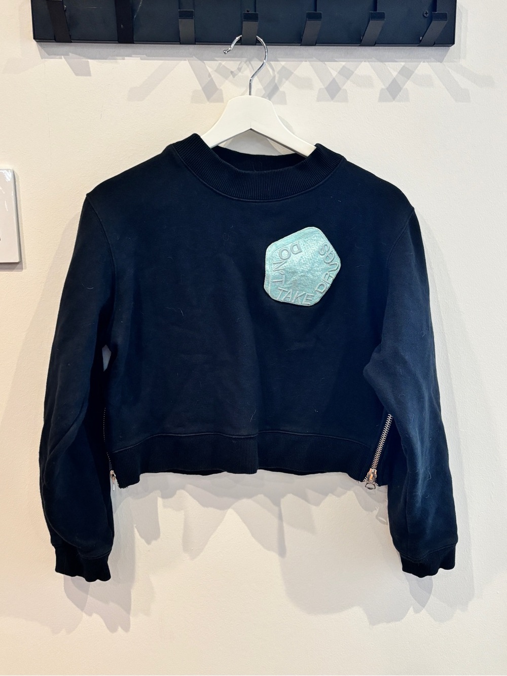 Acne Black Sweatshirt with Mint Patch